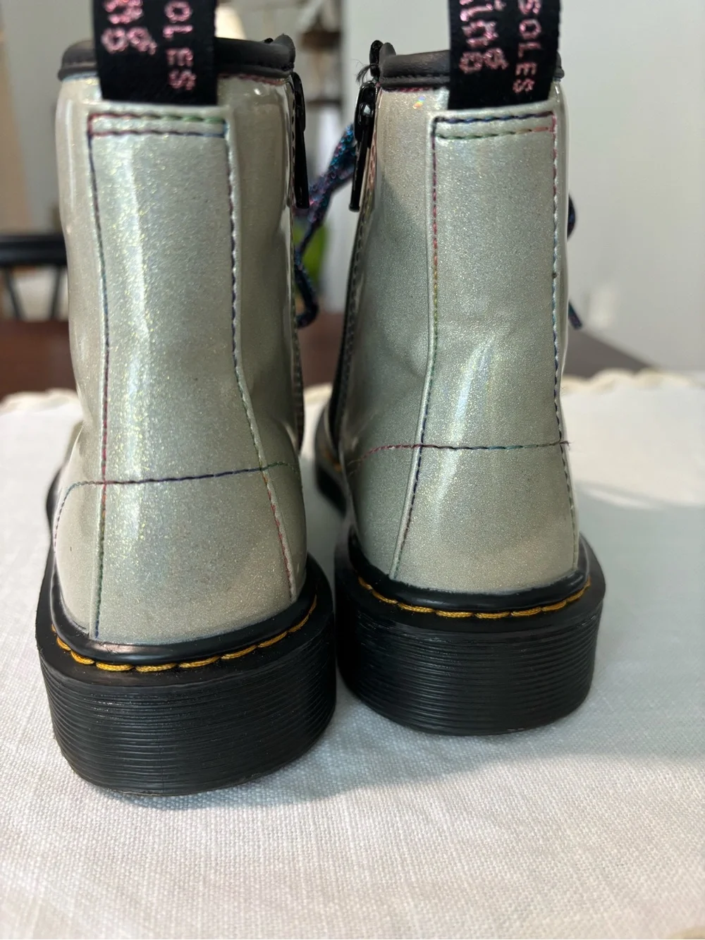 Dr. Marten's kids sparkle lace up/ side zipper boot youth size 1